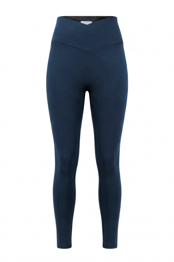 Legginsy sportowe Core V-waist, wełna merino, granatowe – zdjęcie produktowe, przód