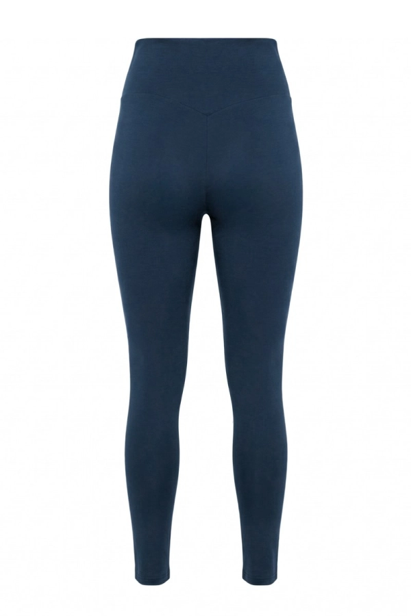 Legginsy sportowe Core V-waist, wełna merino, granatowe – zdjęcie produktowe, tył