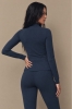 Bluza sportowa Pacer, wełna merino, granatowa – widok z tyłu i boku