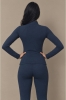 Bluza sportowa Pacer, wełna merino, granatowa – widok z tyłu