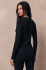 Longsleeve wełniany Warm Flow, czarny – widok z tyłu przez ramię