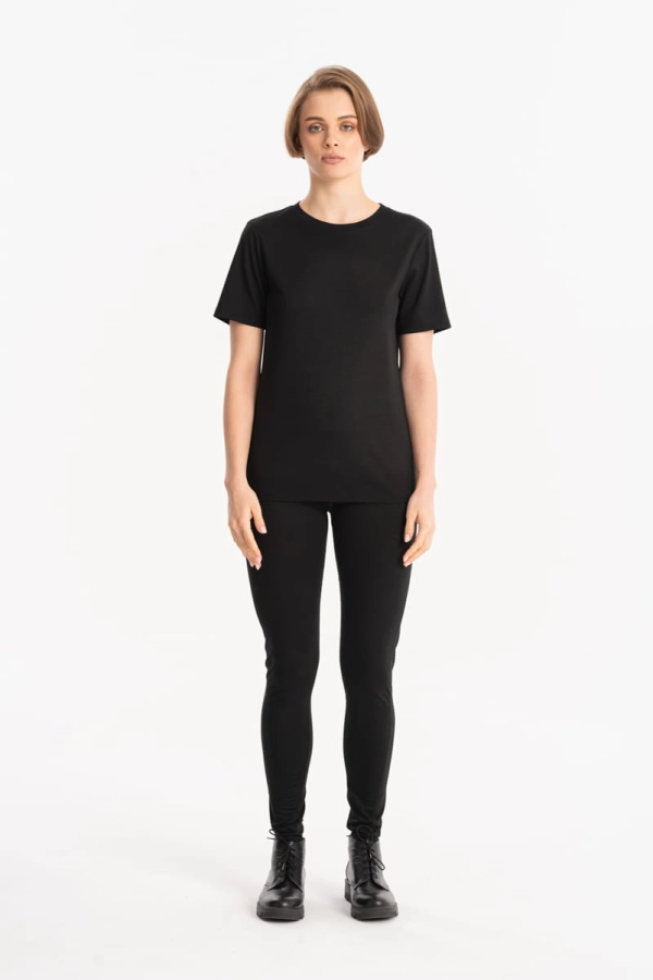 T-shirt O-neck Snowfield czarny wełniany