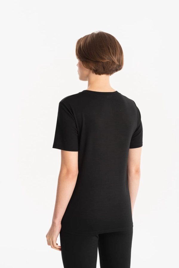 T-shirt O-neck Snowfield czarny wełniany