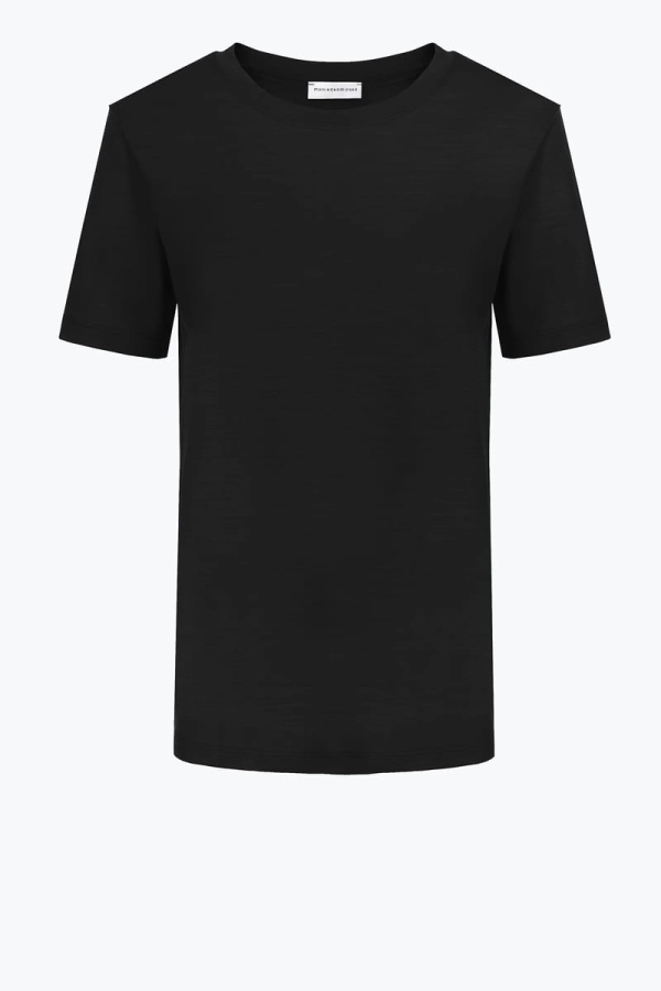 T-shirt O-neck Snowfield czarny wełniany