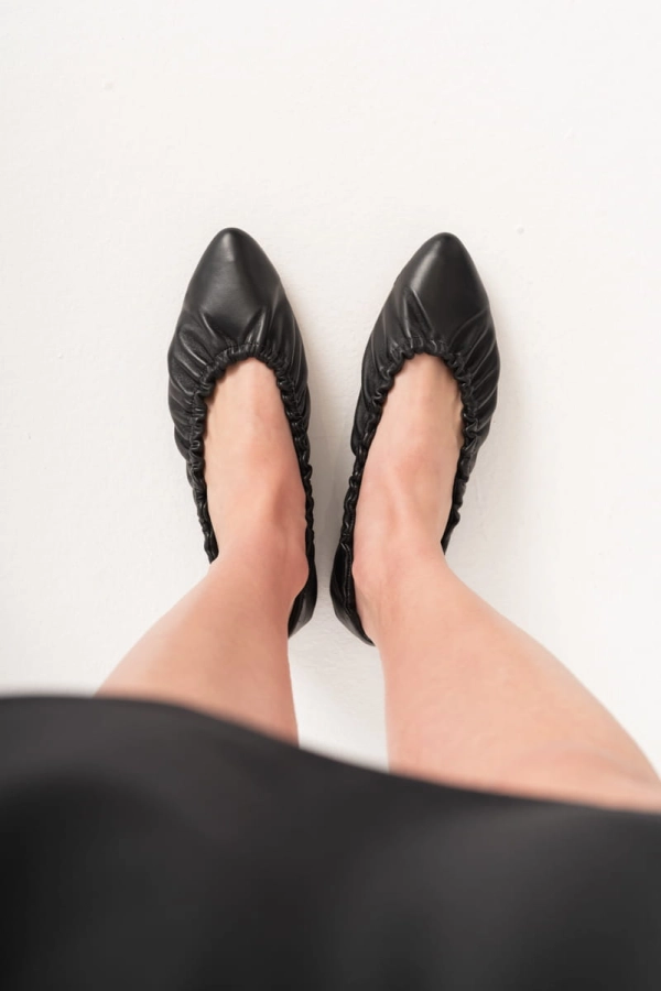 Balerinki Bella skórzane czarne