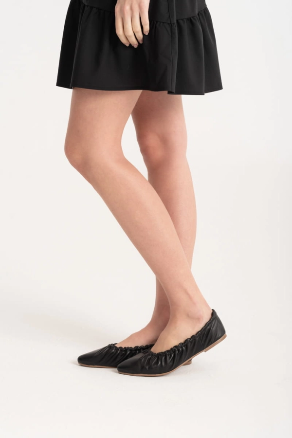 Balerinki Bella skórzane czarne