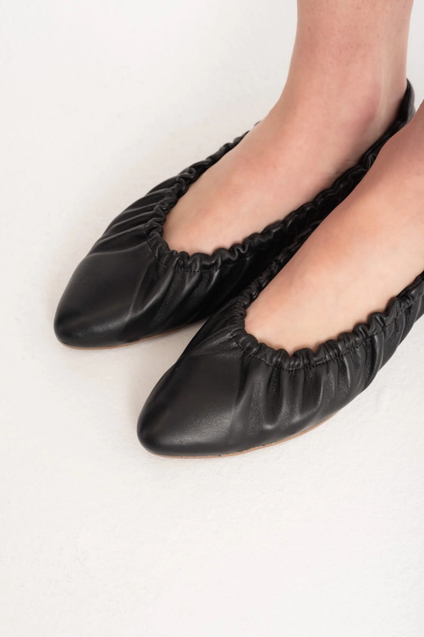 Balerinki Bella skórzane czarne